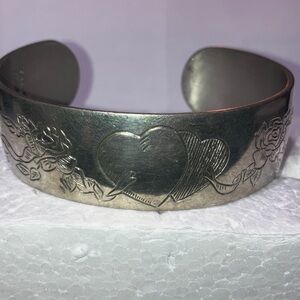 Kirk Stieff Floral Engraved Pewter Cuff Bracelet